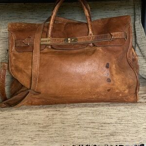 vintage birkin style leather weekender